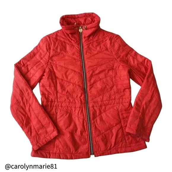 GUESS Women's Red Packable Quilted Puffer Jacket Size M Full Zip - Picture 2 of 11